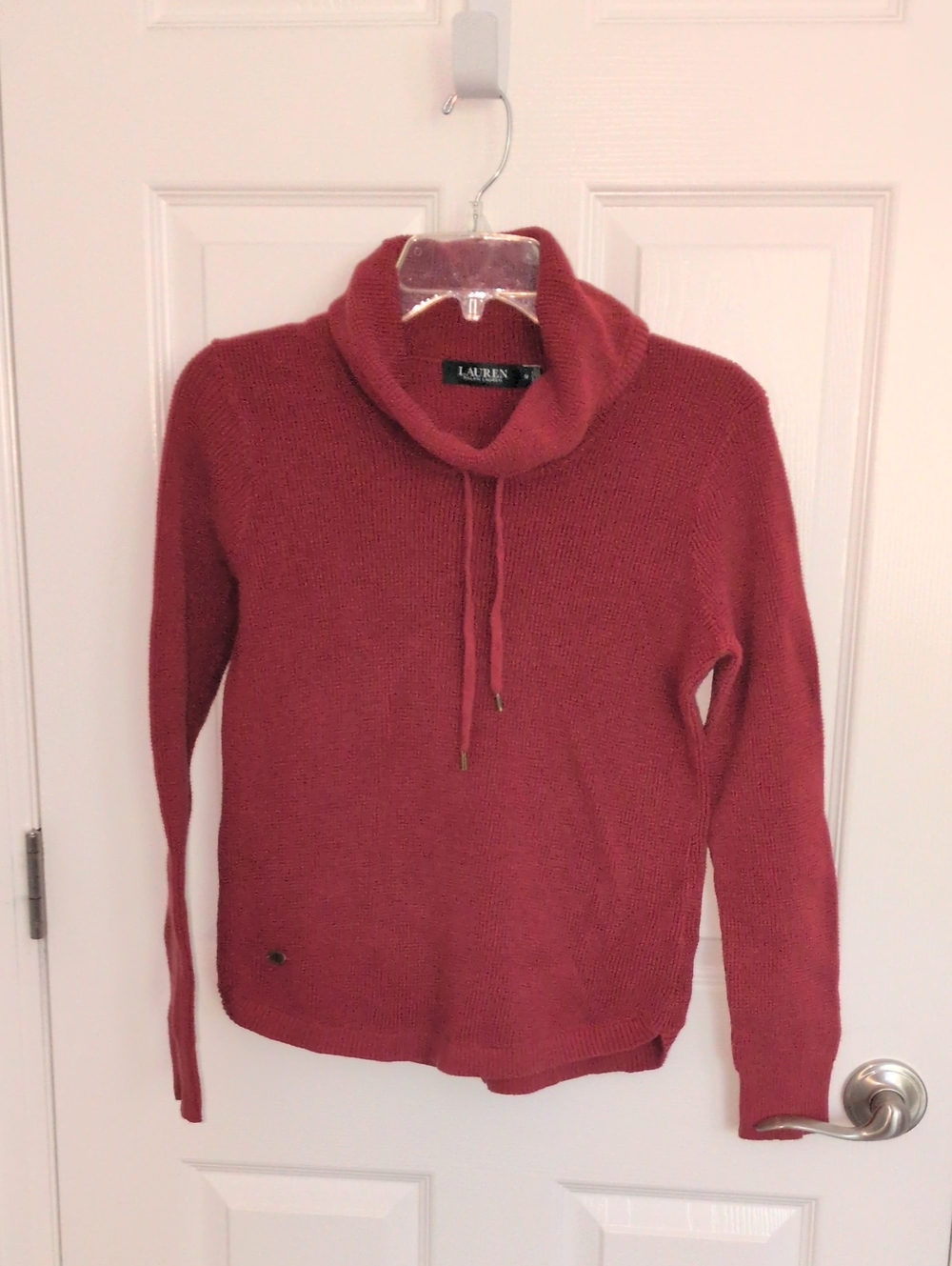 Lauren Ralph Lauren Rust Colored Cowl Neck Waffle Knit Sweater - M